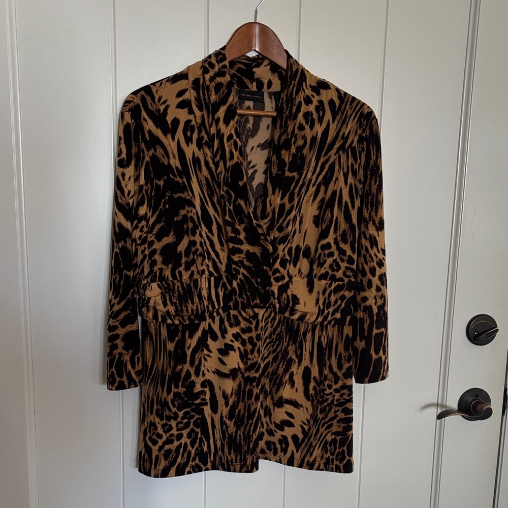 New York & Company Animal Print top.  Classy and comfortable.  office to dinner.